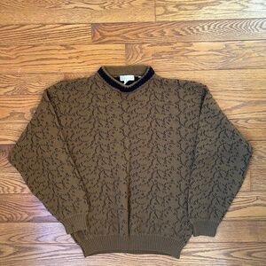 Italian made vtg reunion Mens lg brown sweater wool blend. Flaw see photos
